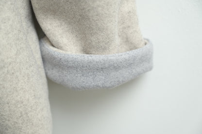 撞色反袖帶帽中長絨褸 1色入 1W61121