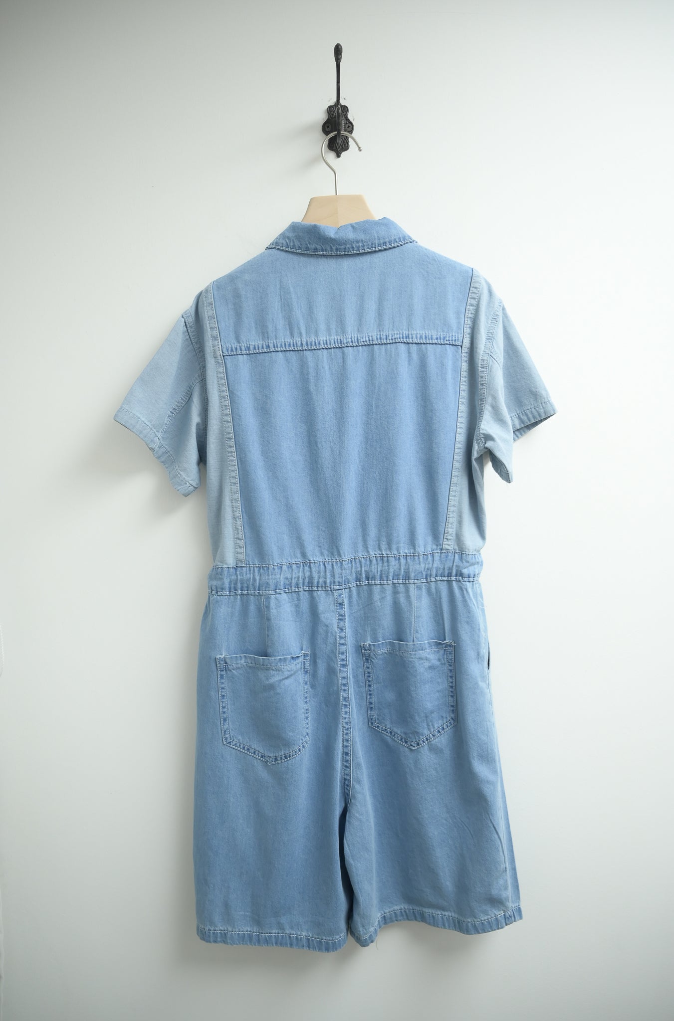 薄牛仔束腰拼色Jumpsuit 三色入