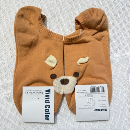 KR直送 熊仔🐻立體船襪 2色入