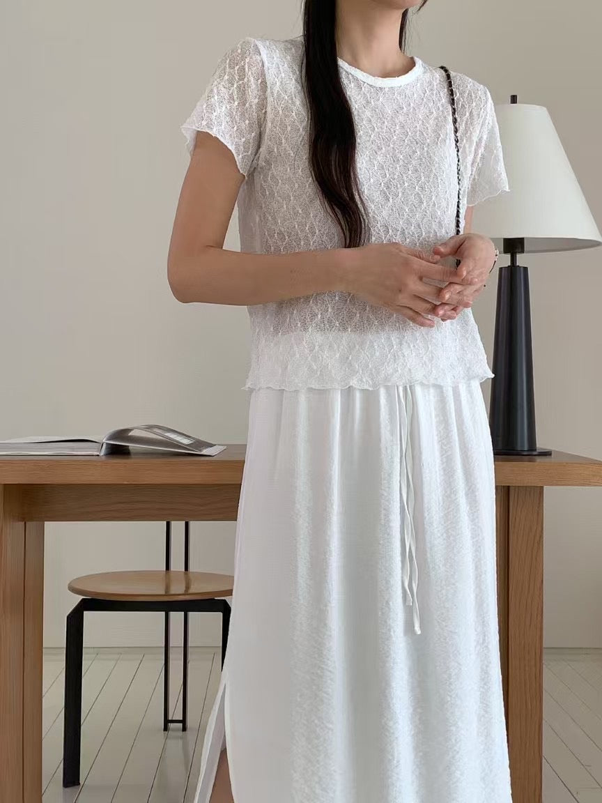 KR直送 透視彈性lace top 2色入 S90418