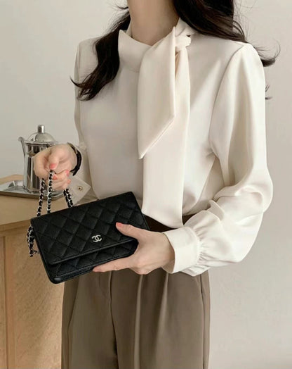 KR直送．側綁斯文金鈕仔厚雪紡 2色入 1W91111