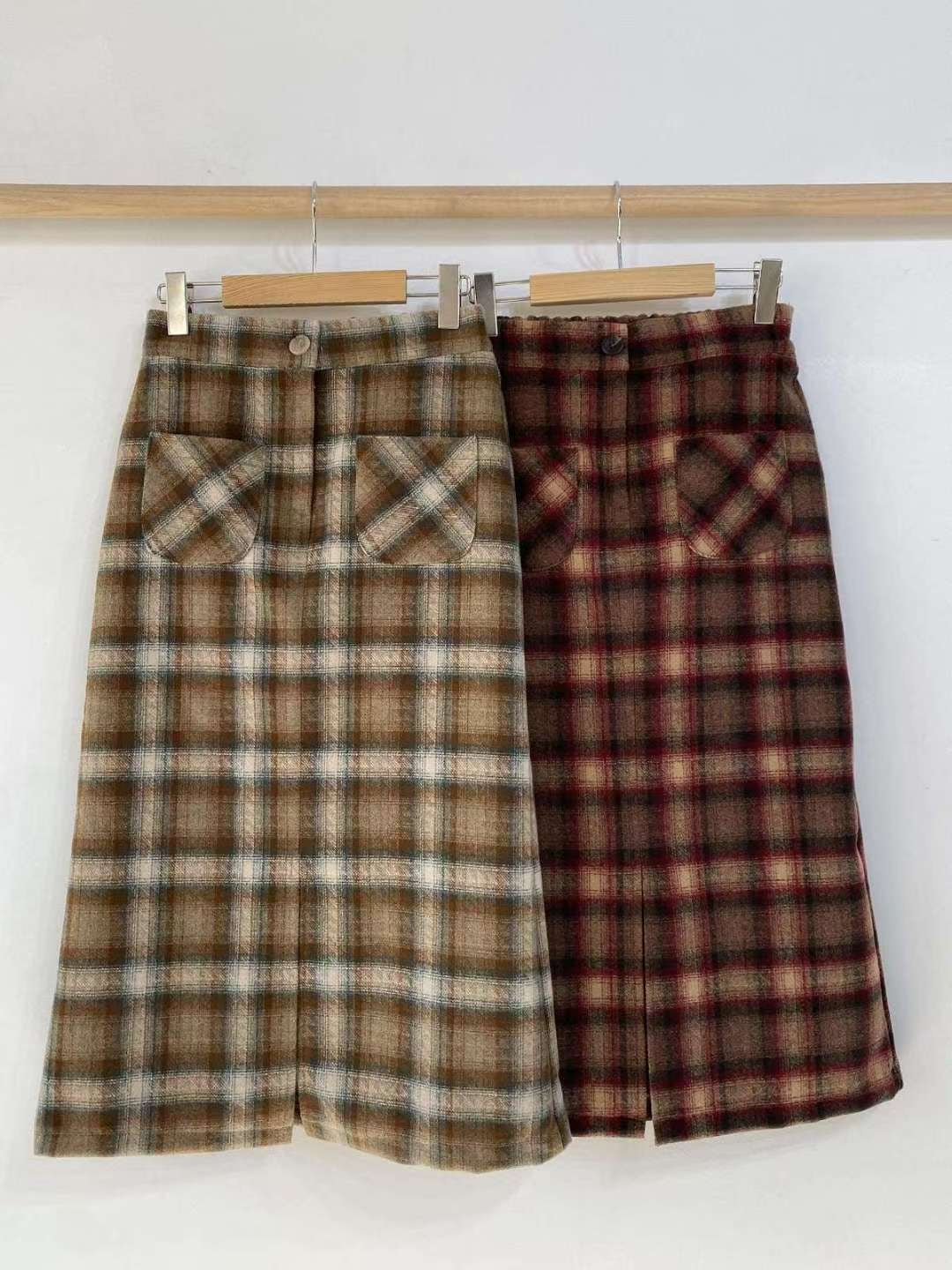 KR直送 直身格仔半身裙 2色入 1W91134