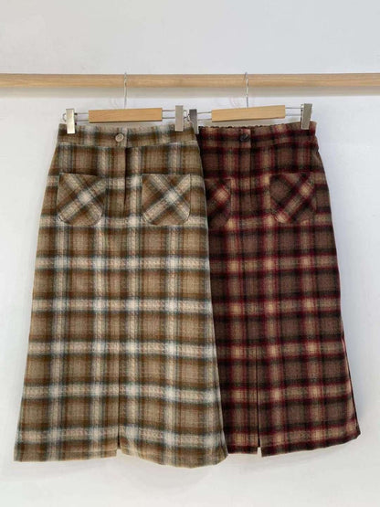 KR直送 直身格仔半身裙 2色入 1W91134