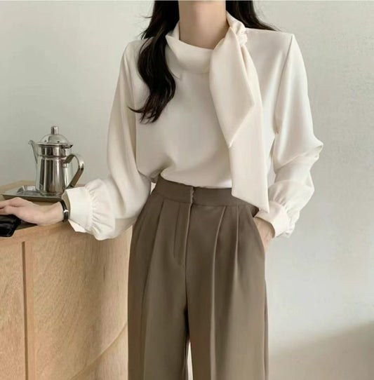 KR直送．側綁斯文金鈕仔厚雪紡 2色入 1W91111