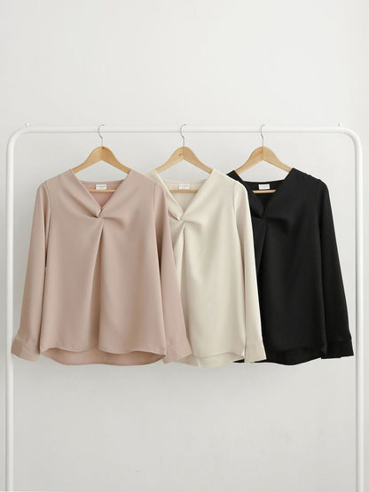 KR直送．扭紋雪紡上衣 2色入 1W91113