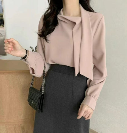 KR直送．側綁斯文金鈕仔厚雪紡 2色入 1W91111