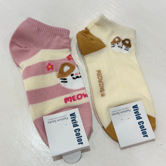 KR直送 貓貓短襪 兩色入