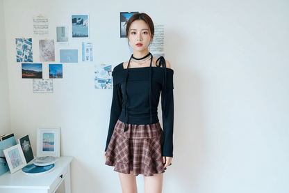 KR直送 單膊皺皺邊上衣 3色入1W90922