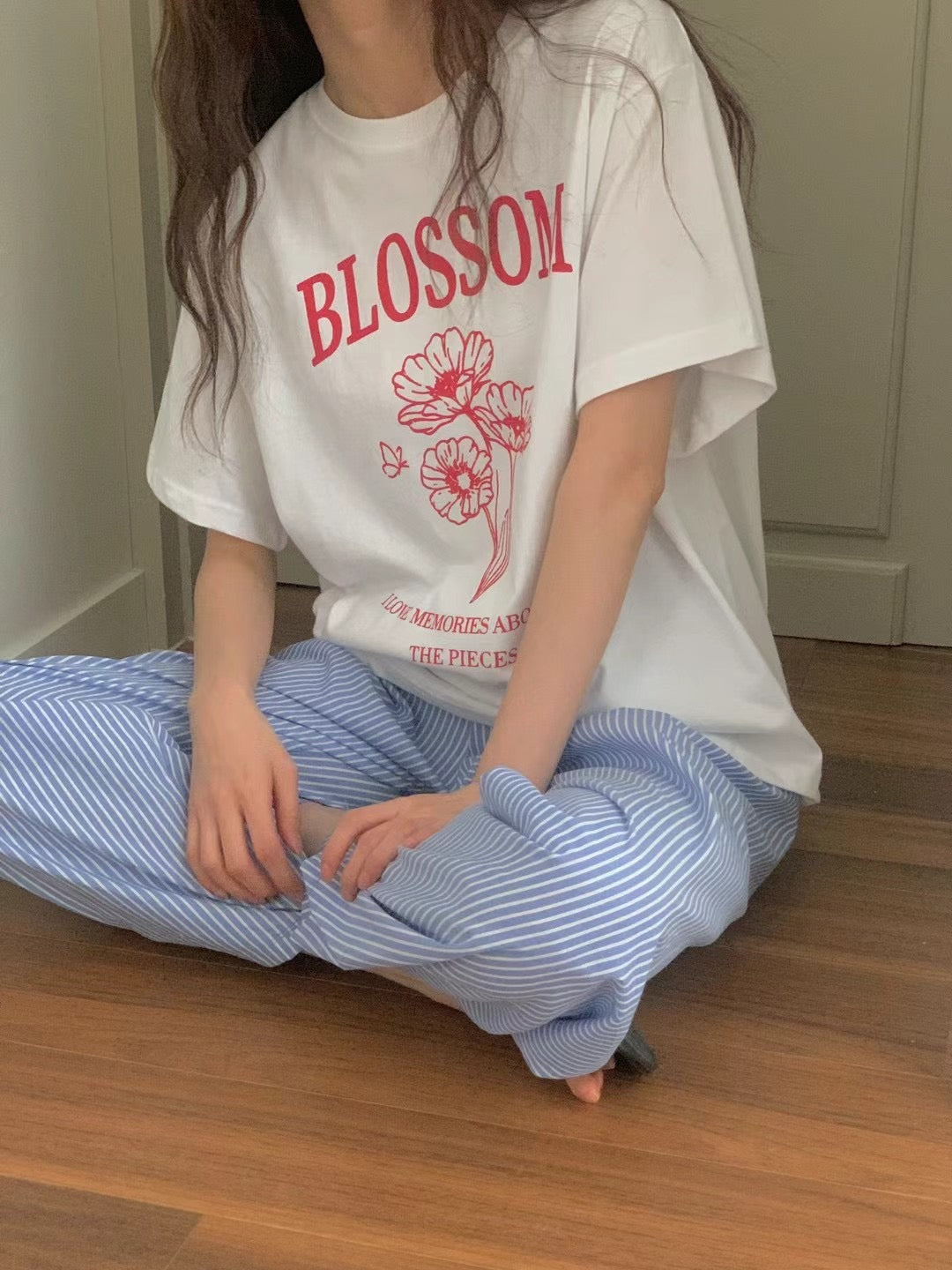 KR直送 純棉寬鬆Blossom Tee 兩色入KR052603