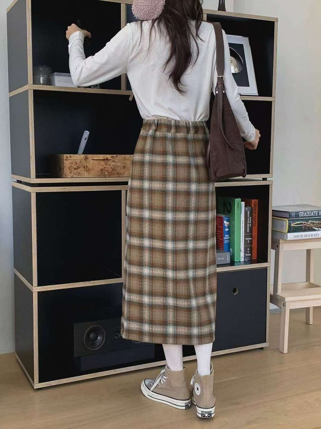 KR直送 直身格仔半身裙 2色入 1W91134