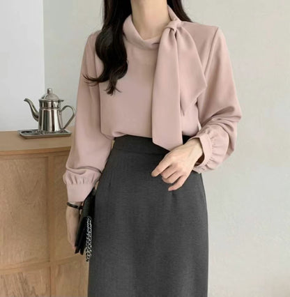 KR直送．側綁斯文金鈕仔厚雪紡 2色入 1W91111