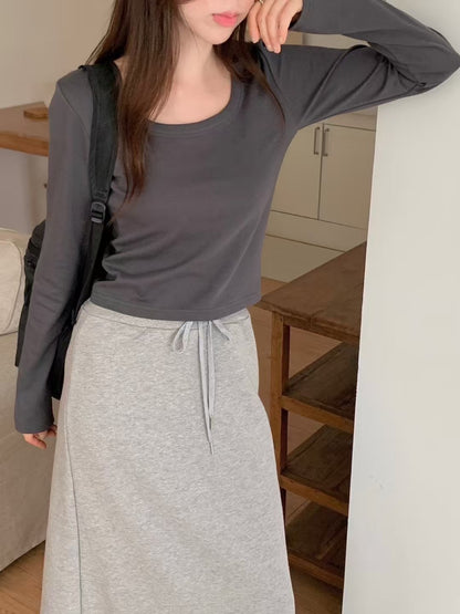 KR直送．莫代爾棉質圓領長袖1W91108