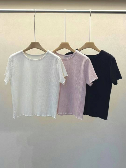 KR直送 樹紋Ruffle邊上衣 2色入 S90419