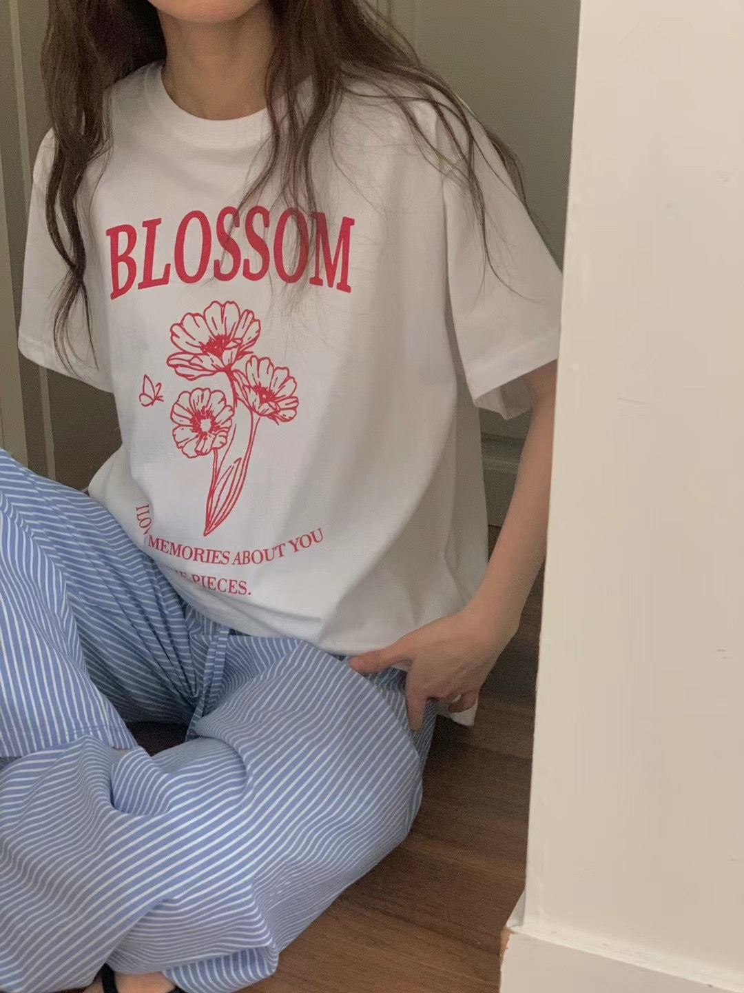 KR直送 純棉寬鬆Blossom Tee 兩色入KR052603