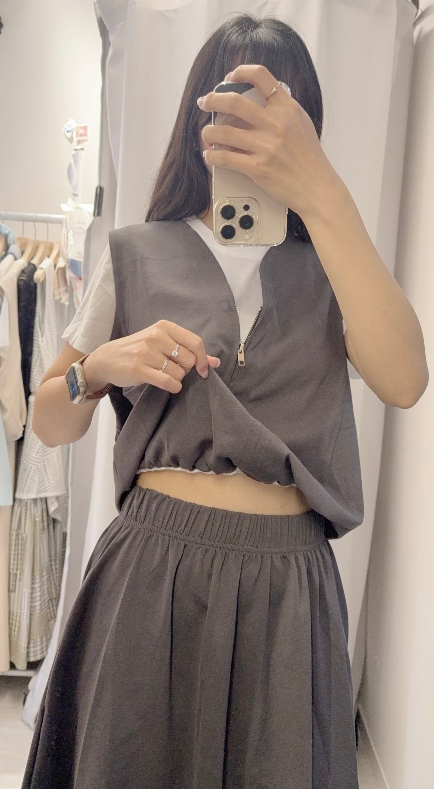 夏季・泡泡假兩件配半身裙套裝 1S60340