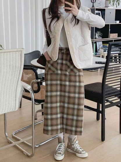 KR直送 直身格仔半身裙 2色入 1W91134