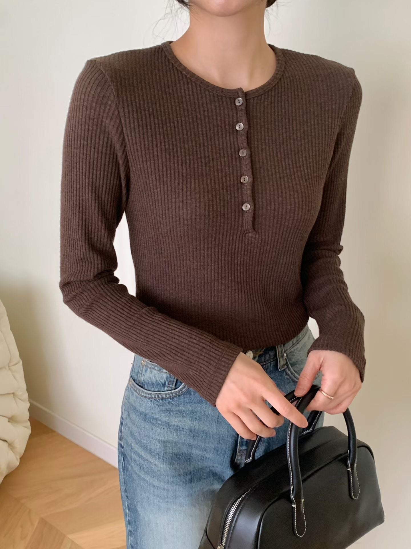 KR直送 亨利領坑紋上衣 4色入 1W91149