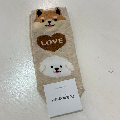 KR直送 貓貓🐱狗仔🐶短襪 2色入