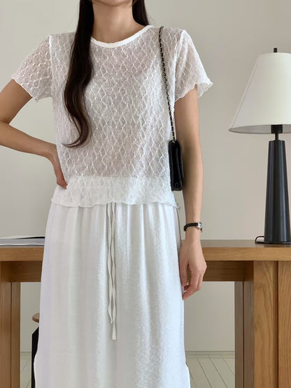 KR直送 透視彈性lace top 2色入 S90418