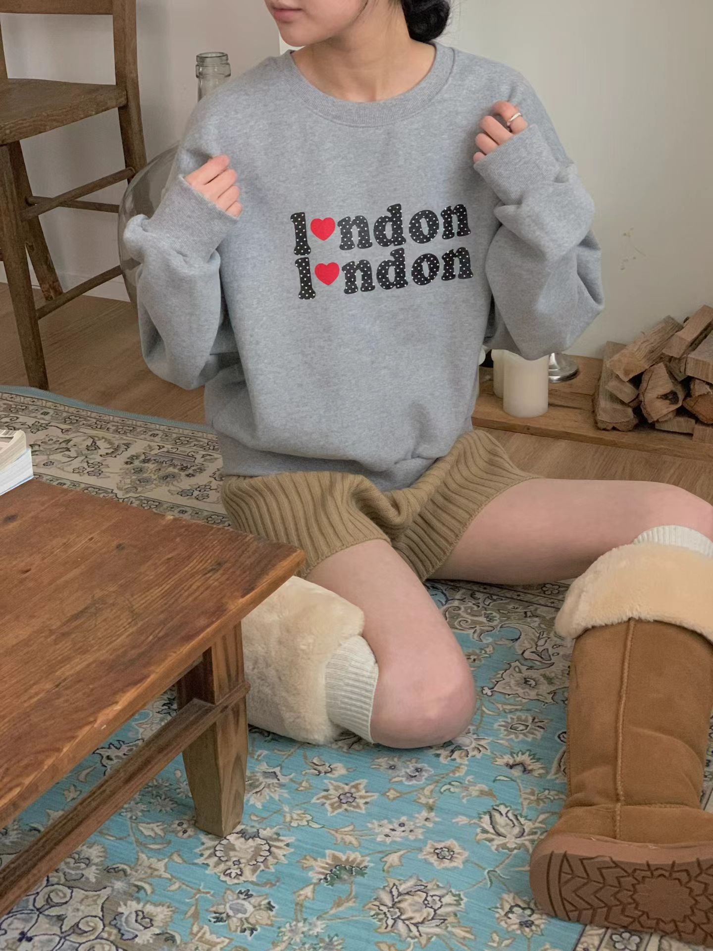 KR直送 I Love London加絨衛衣 1W91138