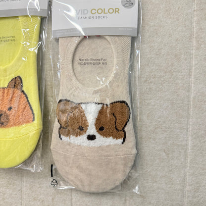 KR直送 動物頭防滑隱形襪 2色入