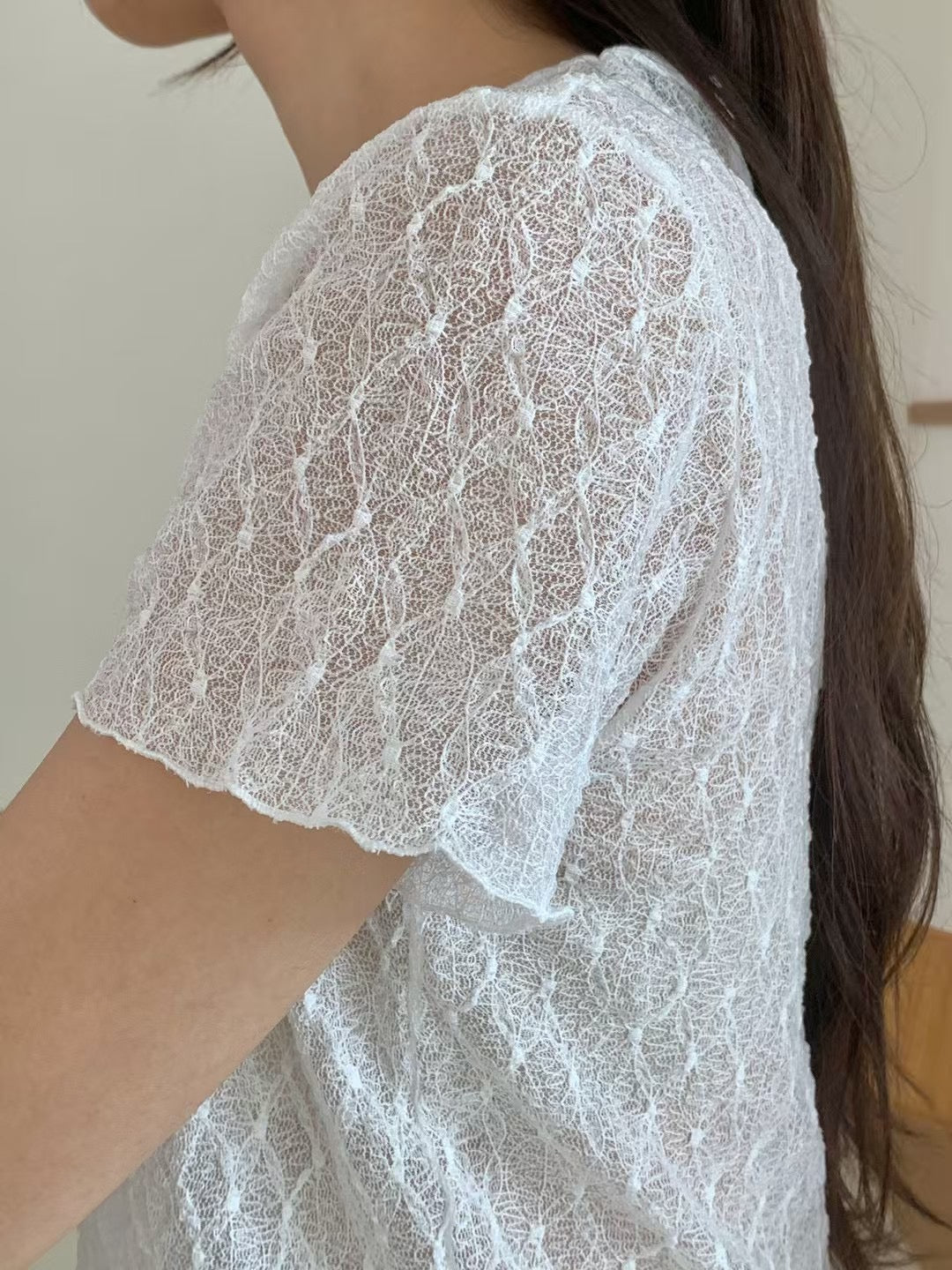 KR直送 透視彈性lace top 2色入 S90418