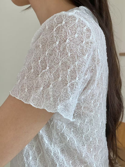 KR直送 透視彈性lace top 2色入 S90418