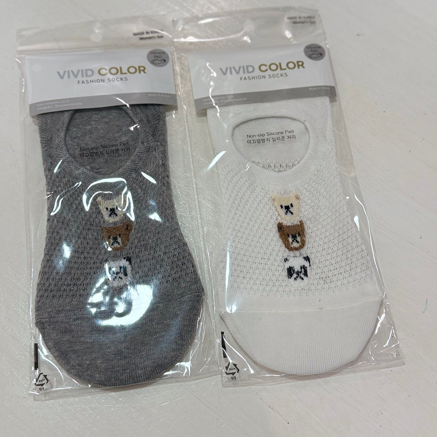 KR直送 熊仔隱形防滑襪 2色入
