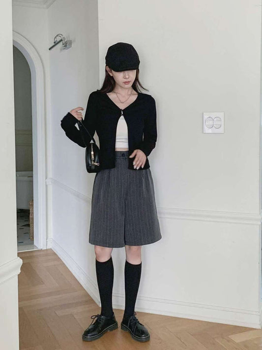 KR直送 暗條紋四骨長西褲 2色入 1W91208