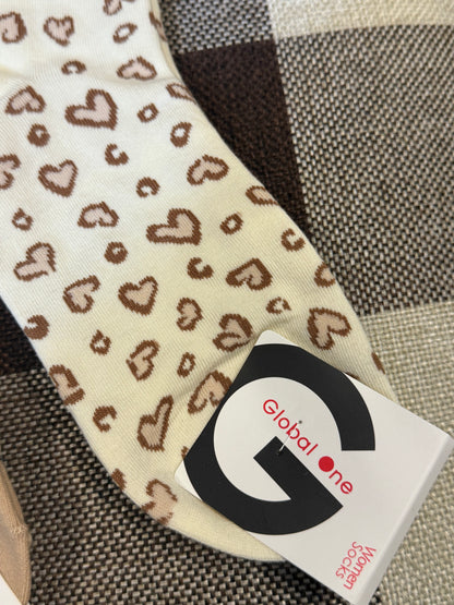 KR直送 豹紋中筒襪 2色入