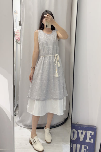 夏季・勾線通花兩層背心裙 2色入 1S20632