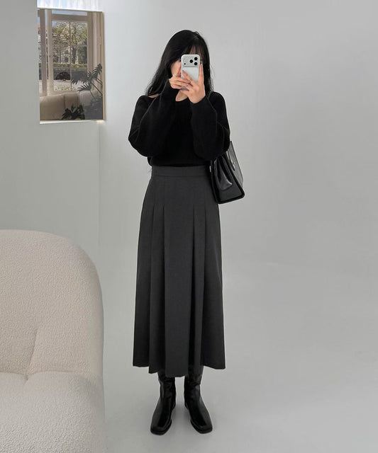 KR直送．拉鍊百褶半身裙 2色入   
1W90126