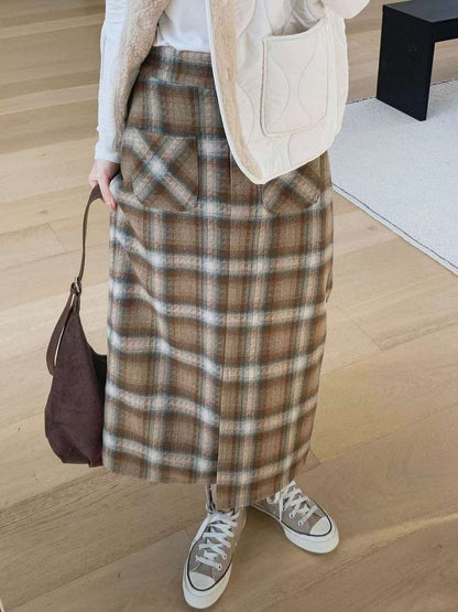 KR直送 直身格仔半身裙 2色入 1W91134