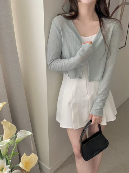 KR直送 Cropped 冷氣短外套 2色入 S90539