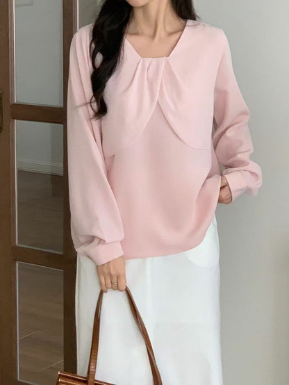 KR直送．前幅Ruffles雪紡上衣 2色入1W91112