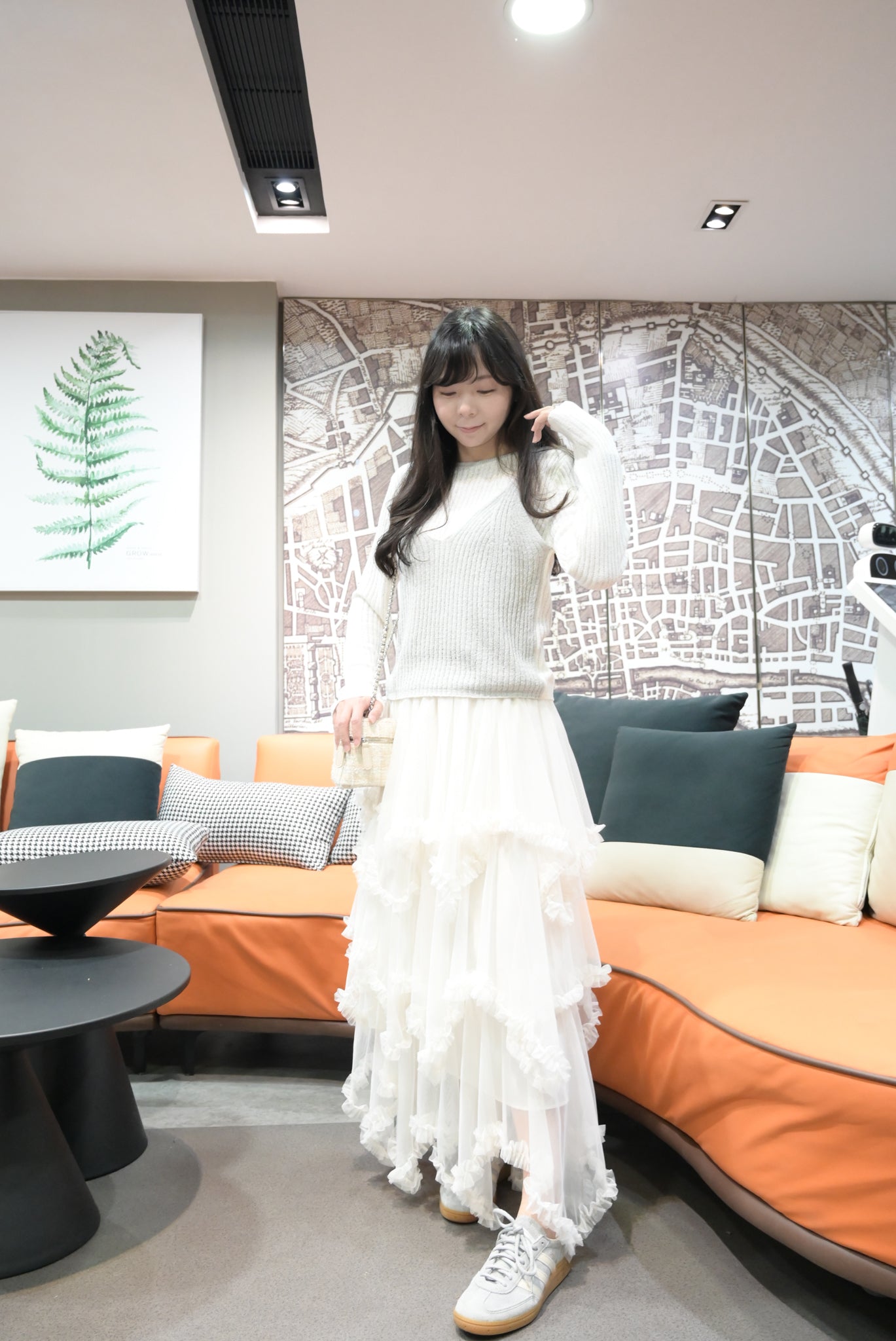 春夏・綑邊Ruffles不規則紗裙 1W60208