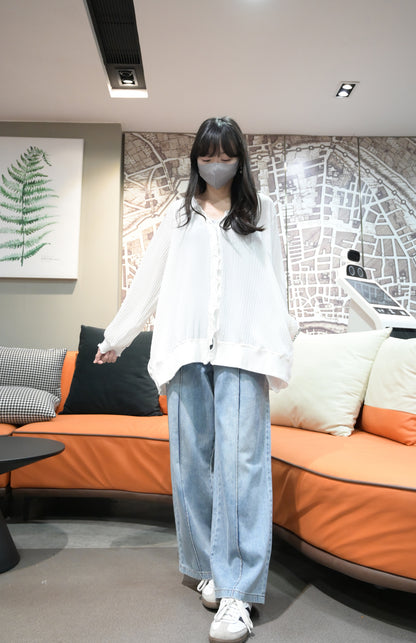 春裝免熨皺皺布木耳邊薄外套 2色入S70117