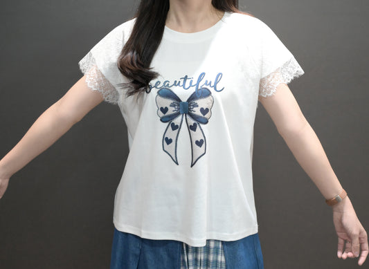 春夏・刺繡蝴蝶結上衣 1色入 1S20226