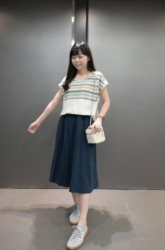 春夏・織紋假兩件連身裙 2色入 1S20222