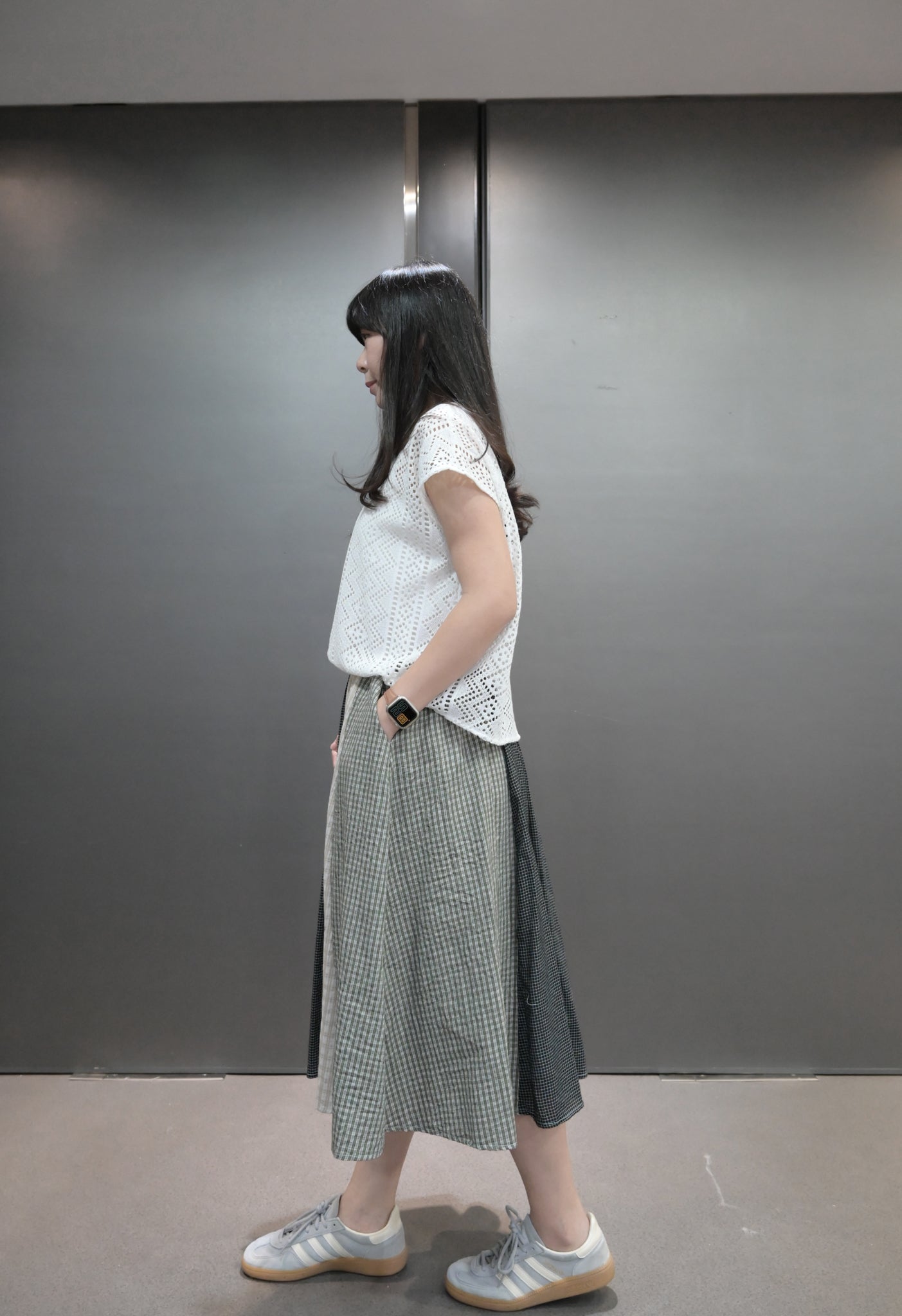 春夏・拼布通花假兩件連身裙 2色入 1S20223