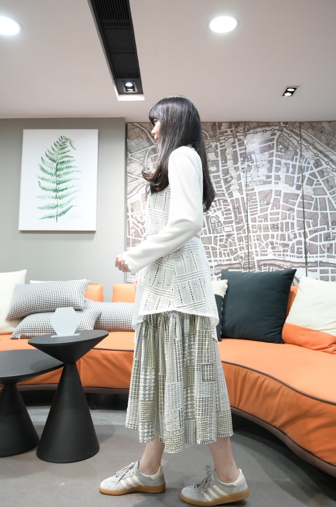 春夏・圖案通花無袖連身裙 2色入 1S20221