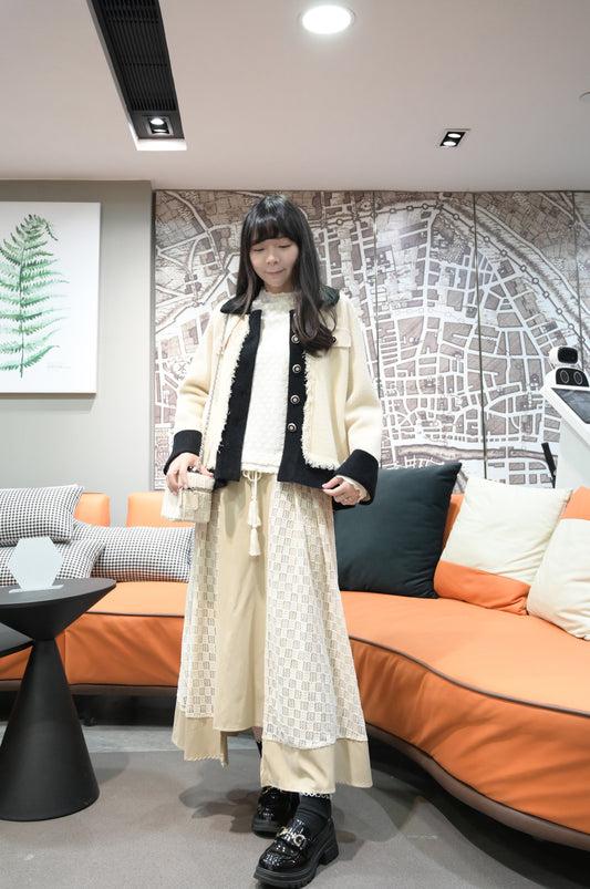 秋冬・小香風柔軟厚針織外套 1色入 1W60229