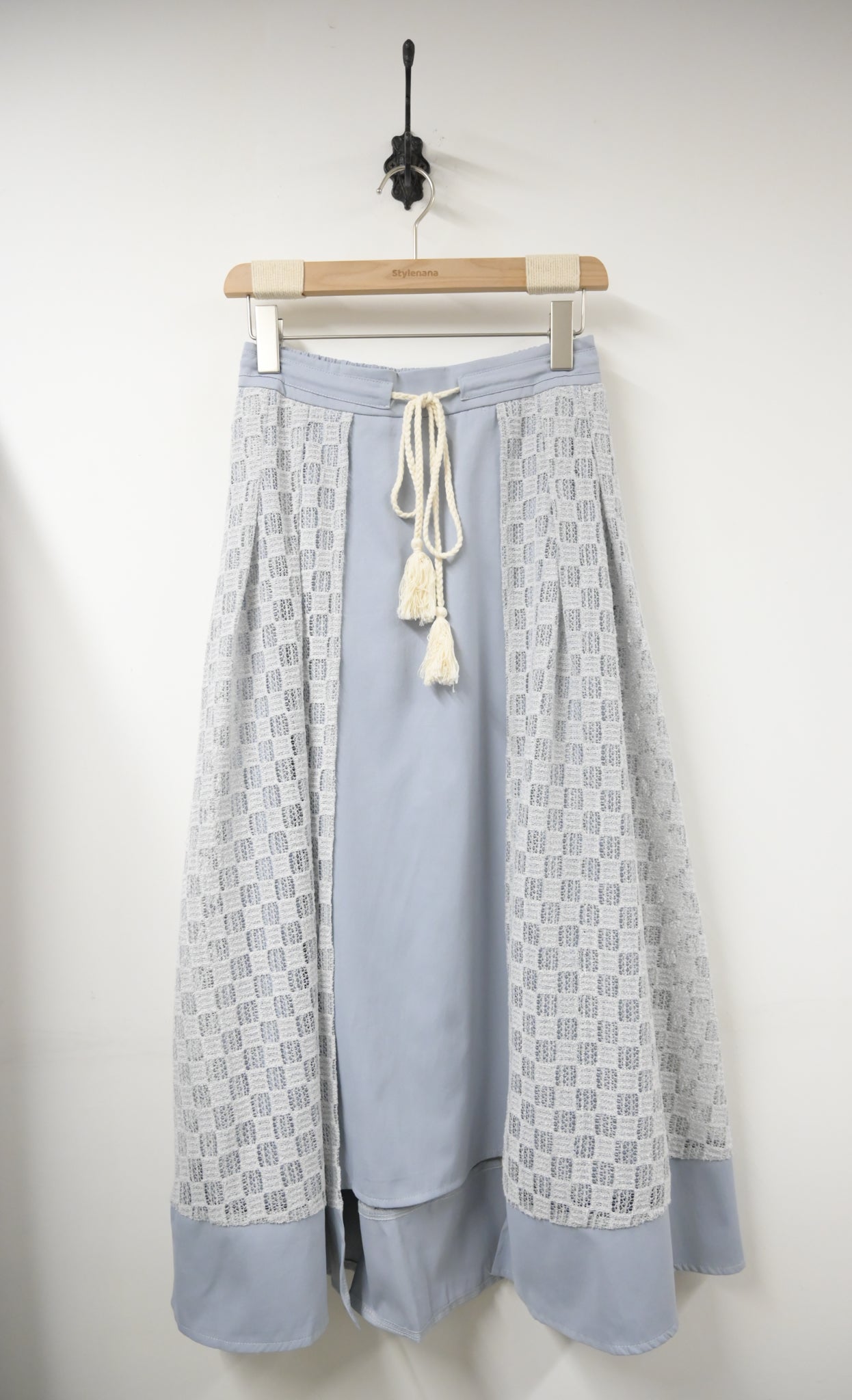 春夏・綁繩透視方格滑料裙 2色入 1S20224