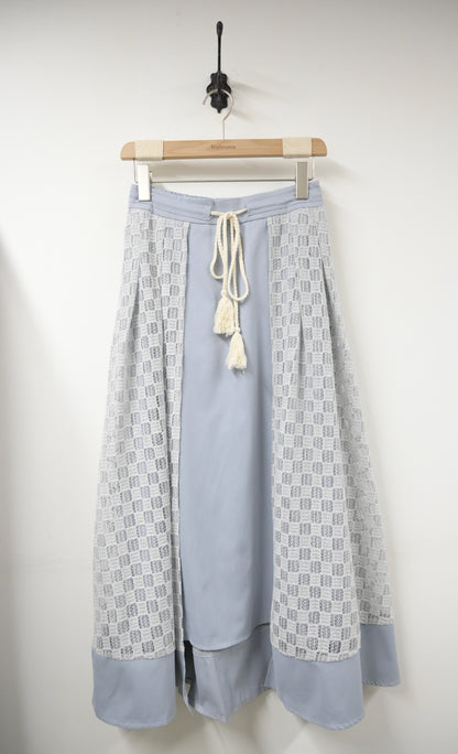 春夏・綁繩透視方格滑料裙 2色入 1S20224