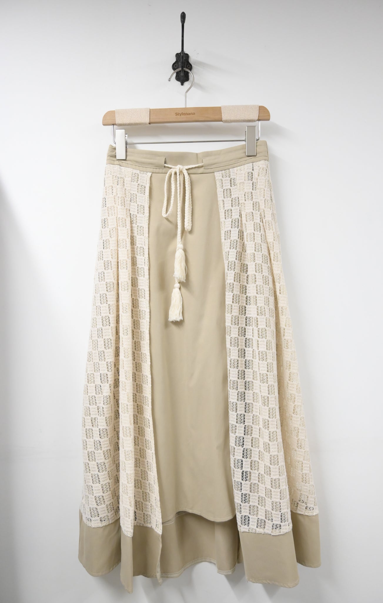 春夏・綁繩透視方格滑料裙 2色入 1S20224