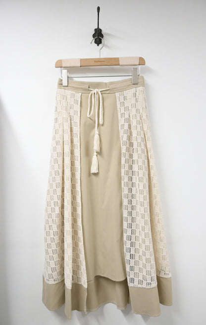 春夏・綁繩透視方格滑料裙 2色入 1S20224