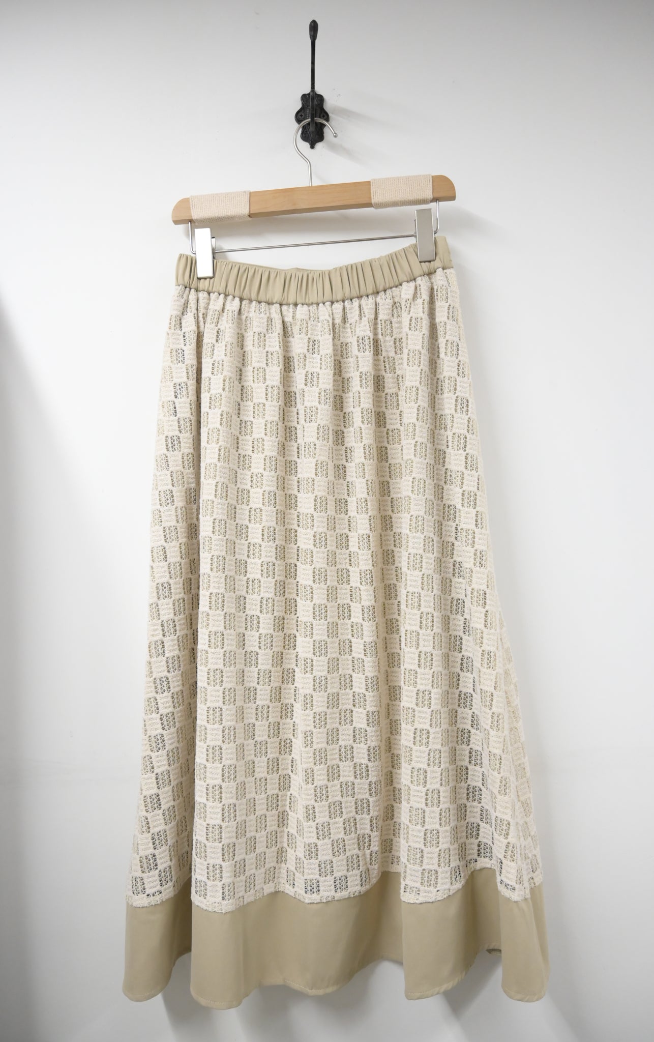 春夏・綁繩透視方格滑料裙 2色入 1S20224