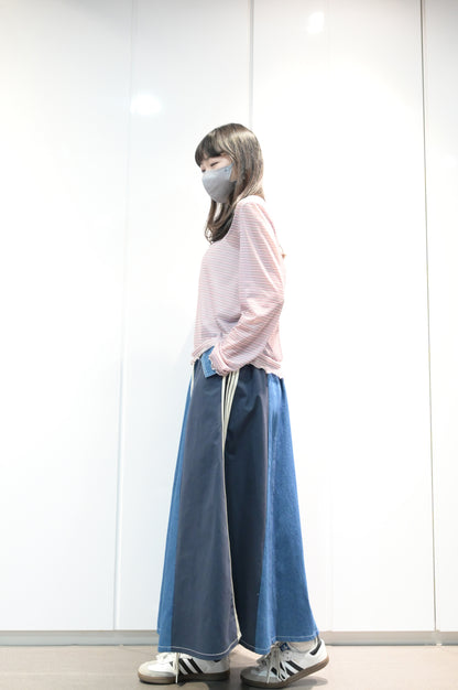 拼色薄牛仔半身裙 2色入 S20131