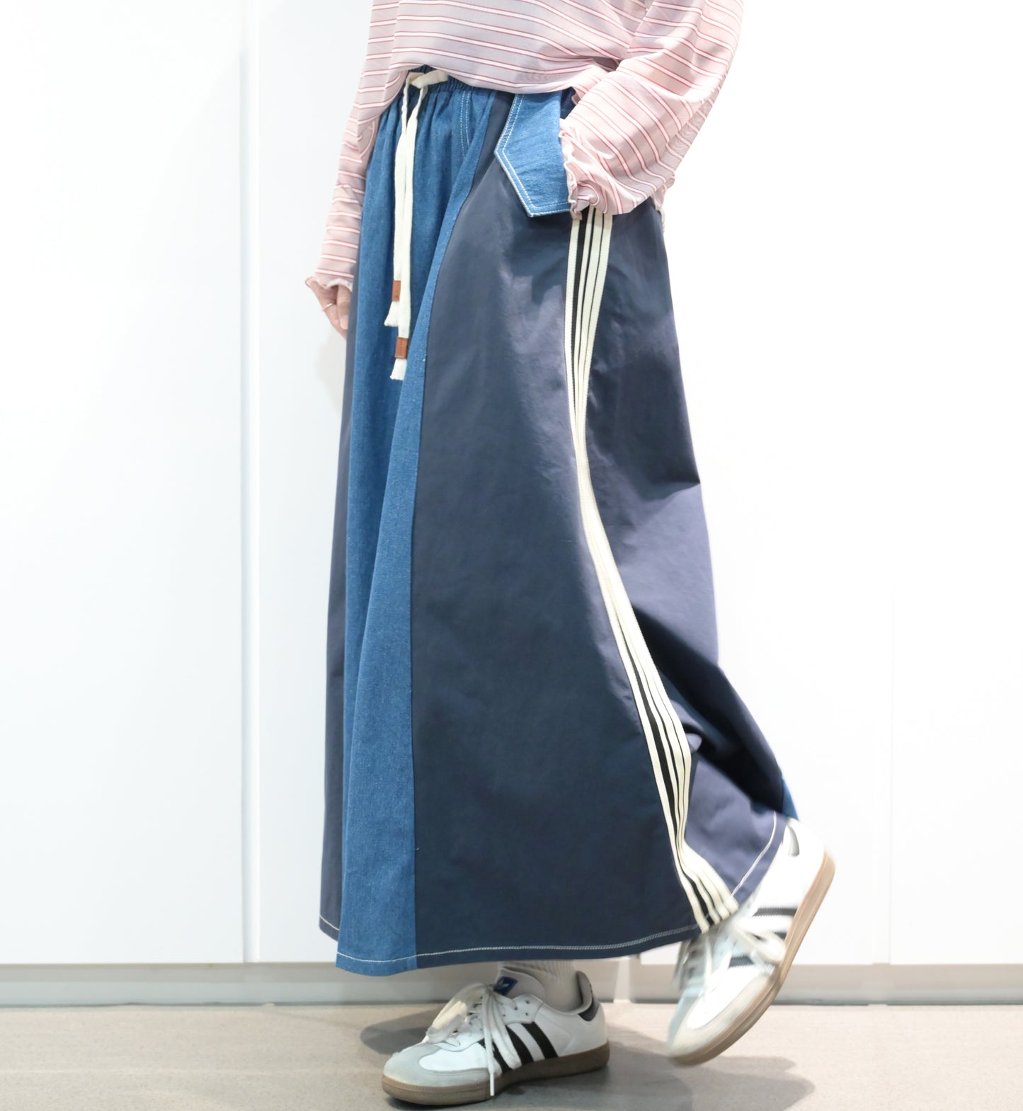 拼色薄牛仔半身裙 2色入 S20131