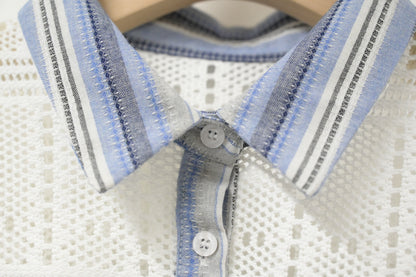 夏季・通花拼免熨棉麻料連身裙 2色入 1S20322